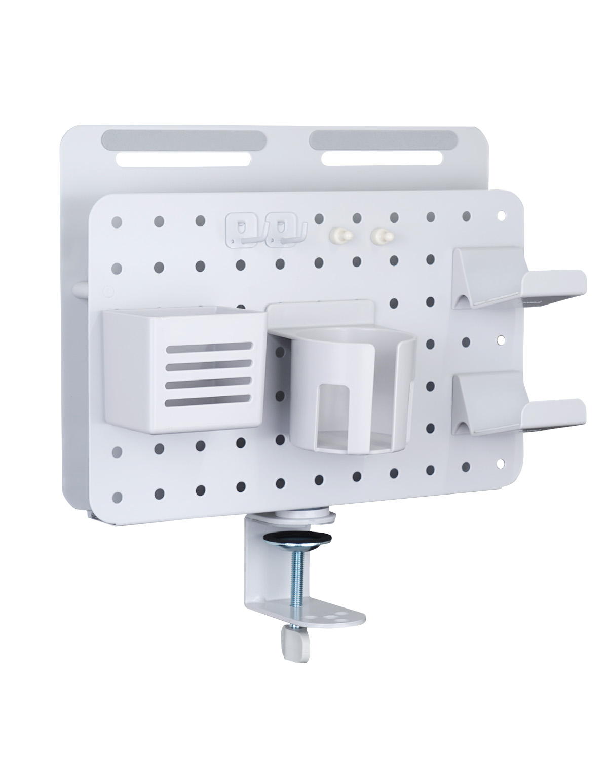 EastForce ペグボード テーブルサイドポケット ノートPC タブレット 回転式 マグネット対応 トレー付き クランプ式 有孔ボード |  | 02