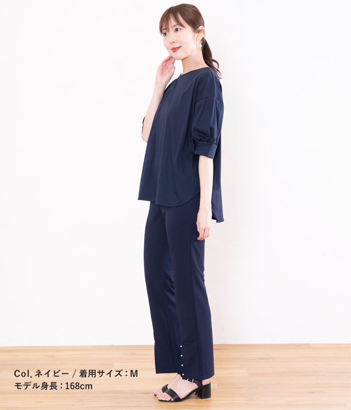 カットソー 5分袖 Tシャツ レディース パフスリーブ 日本製 トップス 