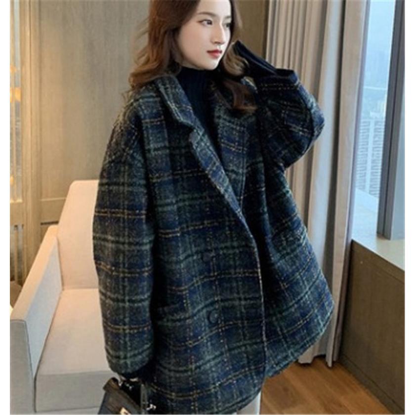 コート ピーコート レディース Pコート チェック柄 冬服 ラシャコート