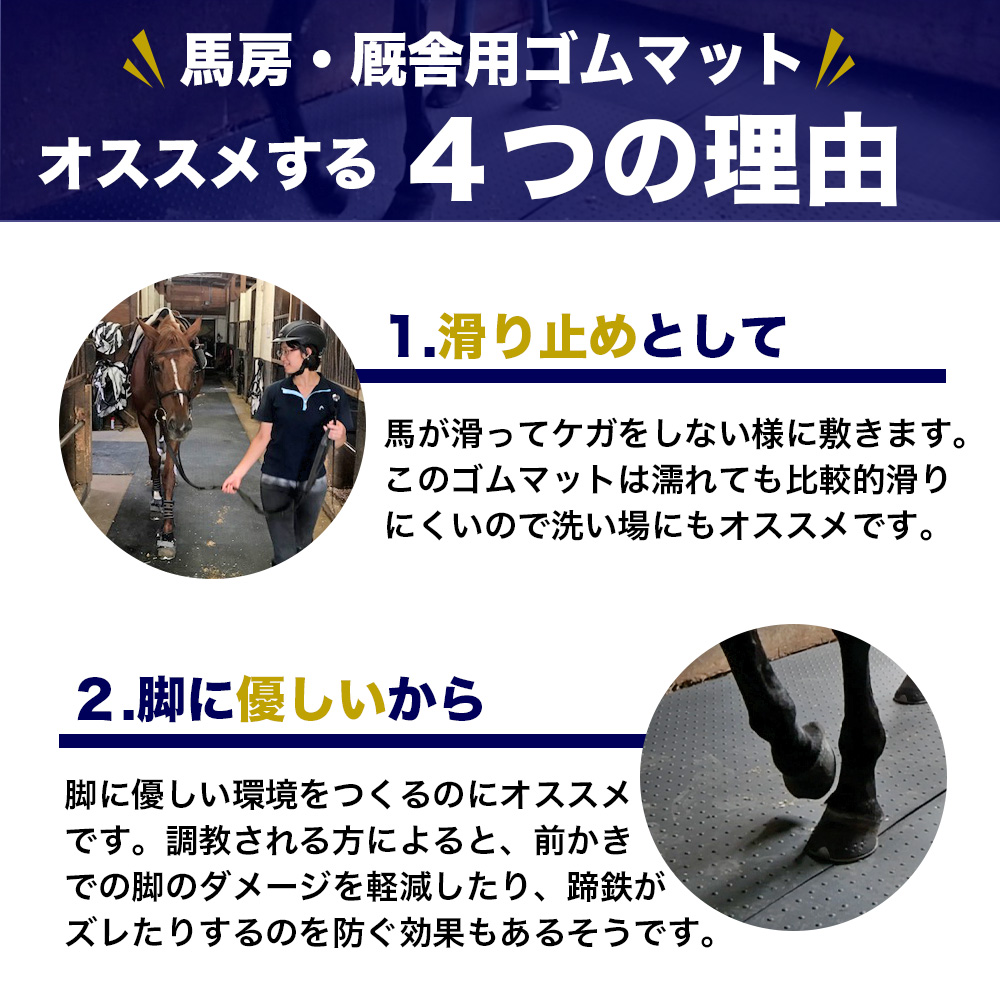10枚特価!馬房厩舎用ゴムマット 厩舎内の滑り...の詳細画像3