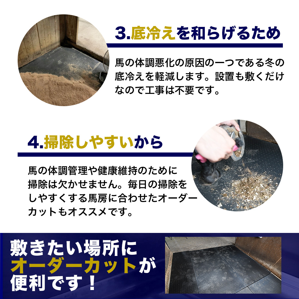 10枚特価!馬房厩舎用ゴムマット 厩舎内の滑り...の詳細画像4