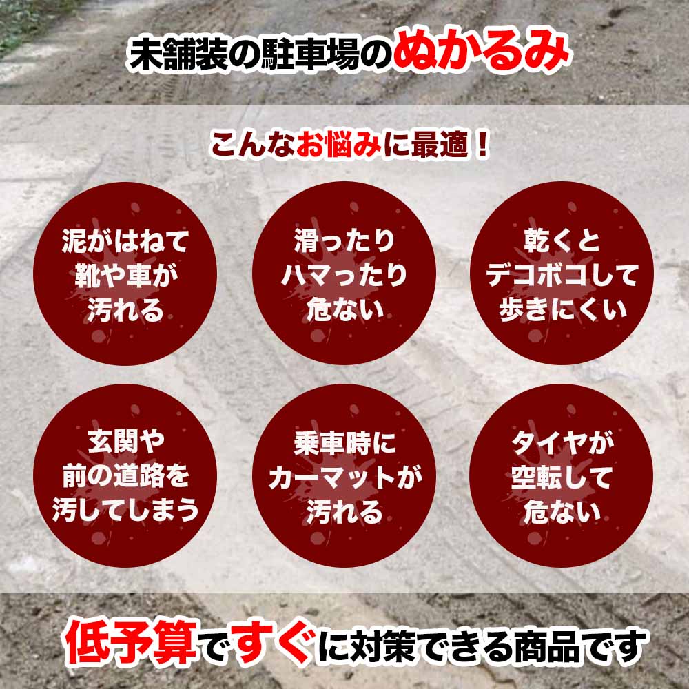 特価】駐車場ぬかるみ対策ゴムシート(長尺穴あきタイプ) 厚さ10mm×幅