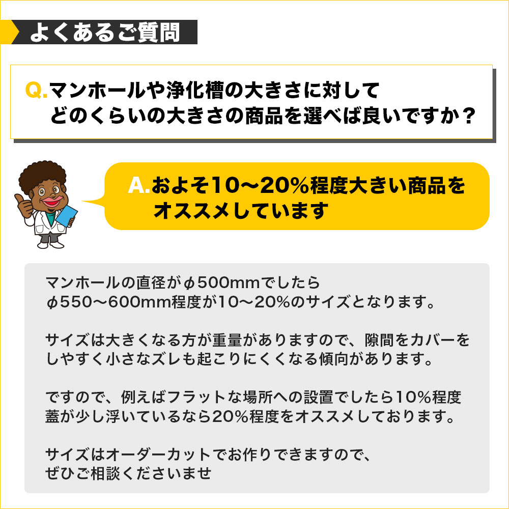 マンホール悪臭対策ゴムカバー　標準(天然ゴム)タイプ (円形) 厚み10mm×Φ980mm程度_4