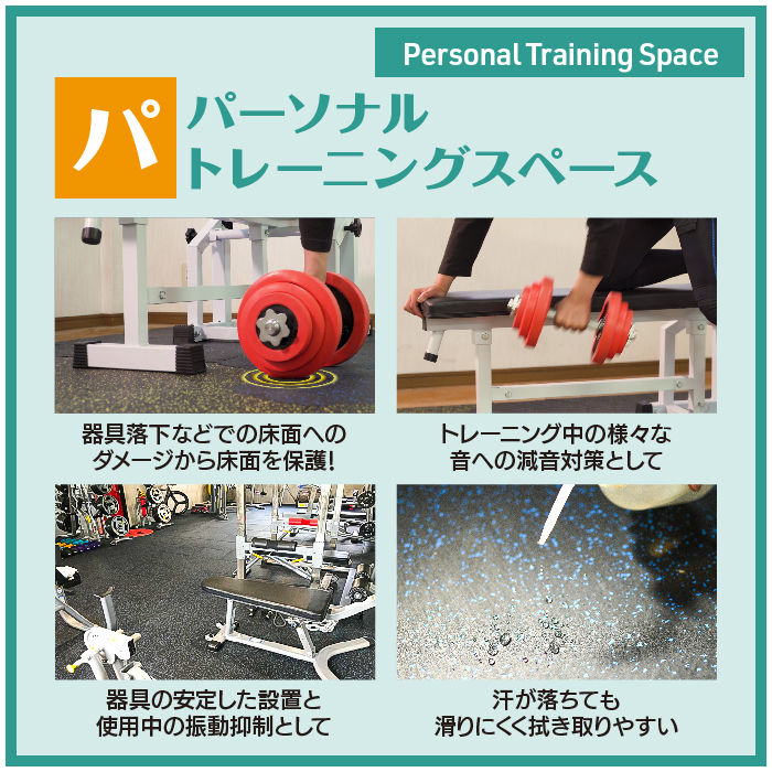 スポーツジム専用ゴムマット 青チップ 厚さ15ミリ×幅500mm×長さ500mm