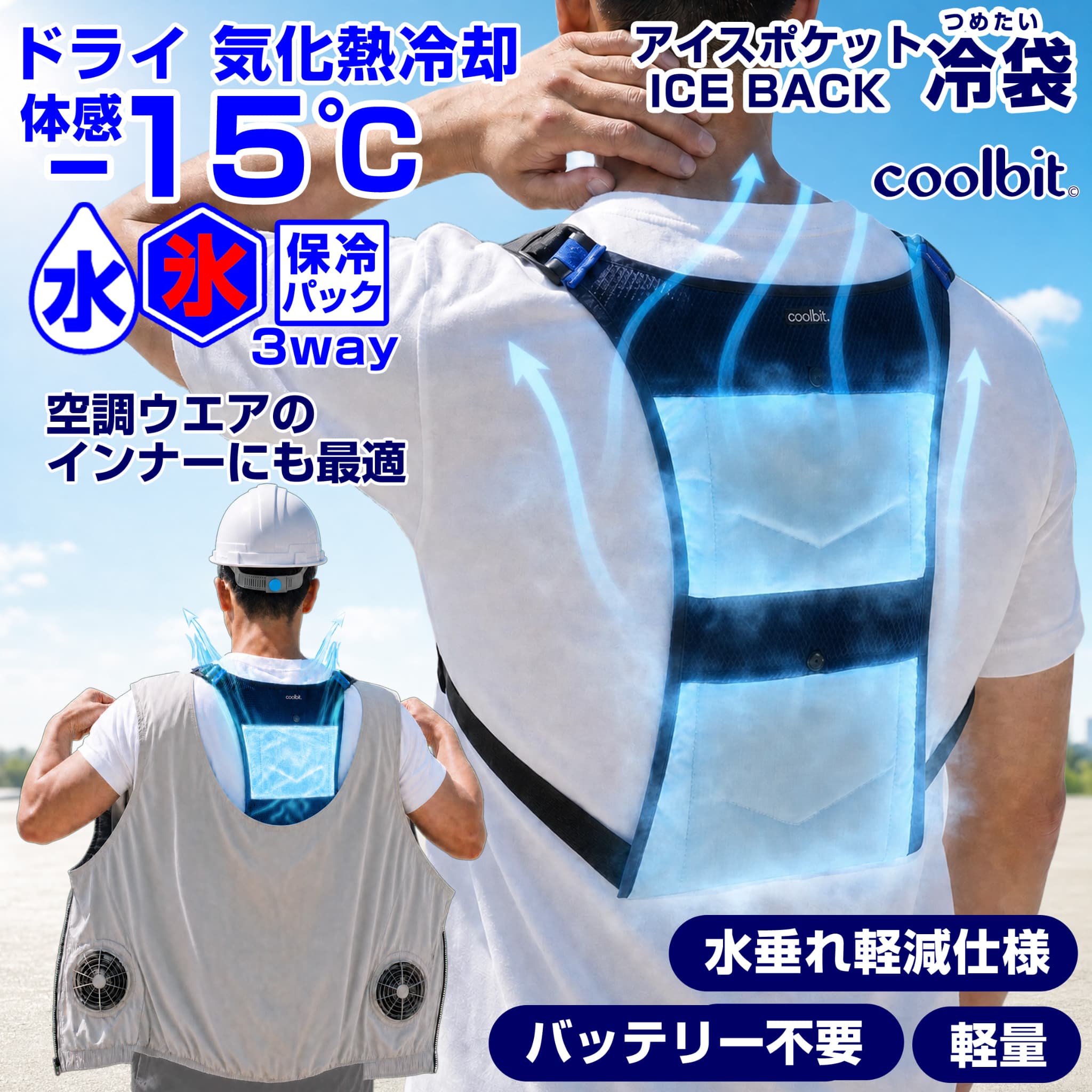 熱中症対策グッズ 現場 空調服の中に着ても涼しさ倍増 氷！冷水！保冷