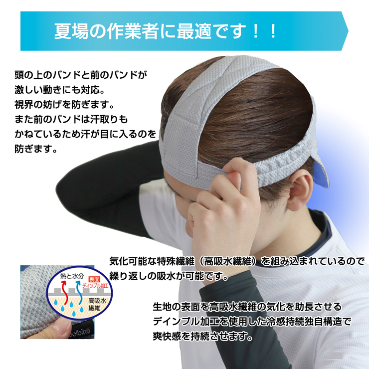 熱中症に注意しましょう！クールビットビルダーII　ヘルメット内の頂頭部と後頭部をヒンヤリ！数時間持続。