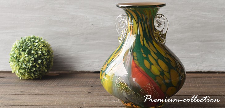 食器 アウトレット ガラス花瓶 緑黄流 カメイガラス : kaki-346 : 小林 