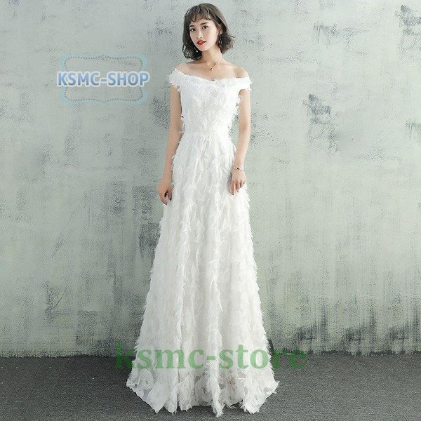 ウェディングドレス 二次会 白 Aライン 海外挙式 花嫁 大きいサイズ