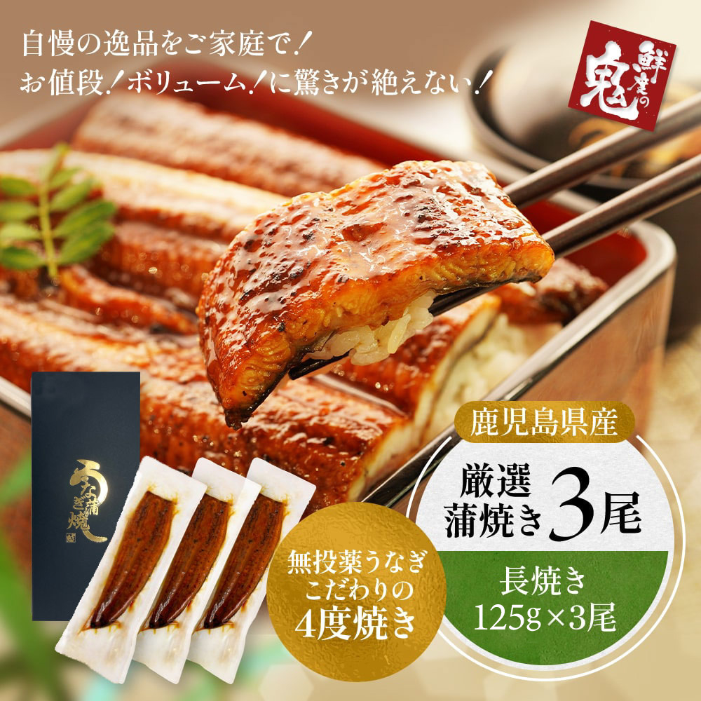 アーチ　国産うなぎ蒲焼150g×3尾入　別たれ3個　御歳暮のし付き 父の日 ギフト うなぎ 国産 蒲焼き 3尾 16時まで当日発送 125g×3尾