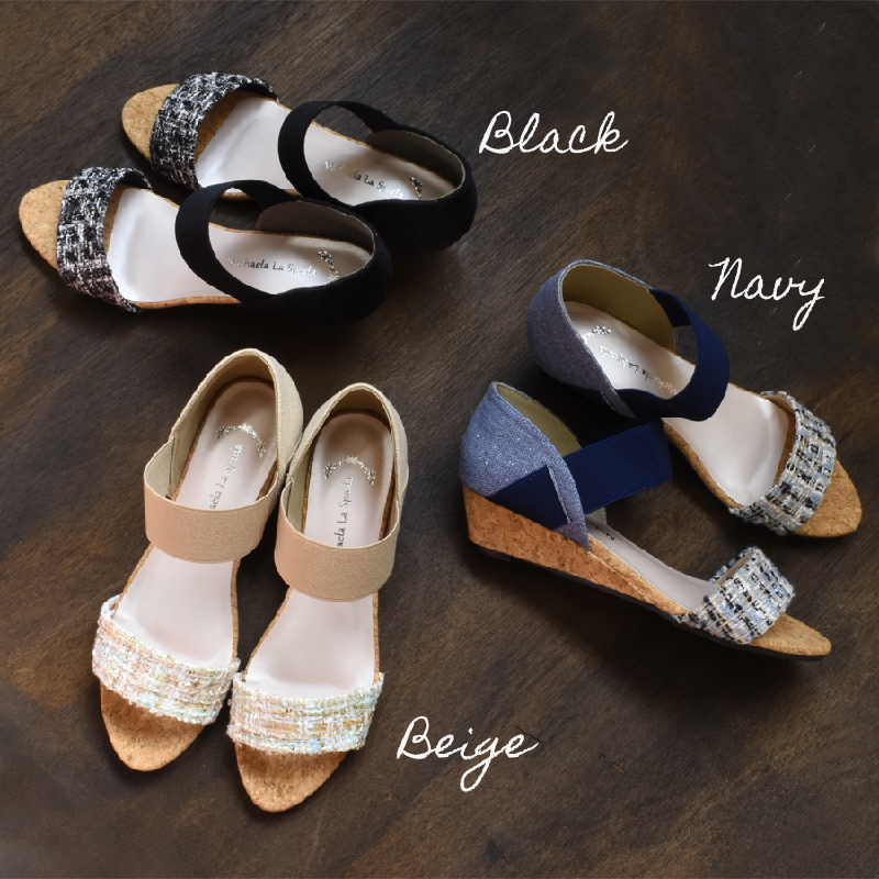 サンダル レディース ストラップ 脱げない 靴 歩きやすい ゴムベルト 痛くない 走れる ウエッジソール きらきら 軽い 夏 1105 |  | 10