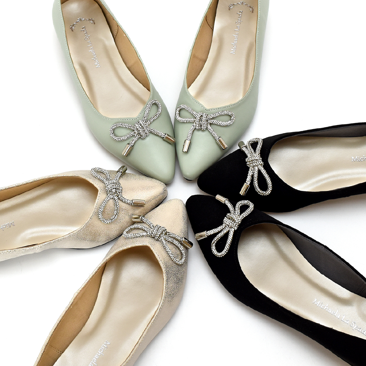 パンプス ポインテッドトゥ カッター シューズ リボン フォーマル シンプル ローヒール チャンキーヒール キラキラ 低反発  #1408 |  | 10