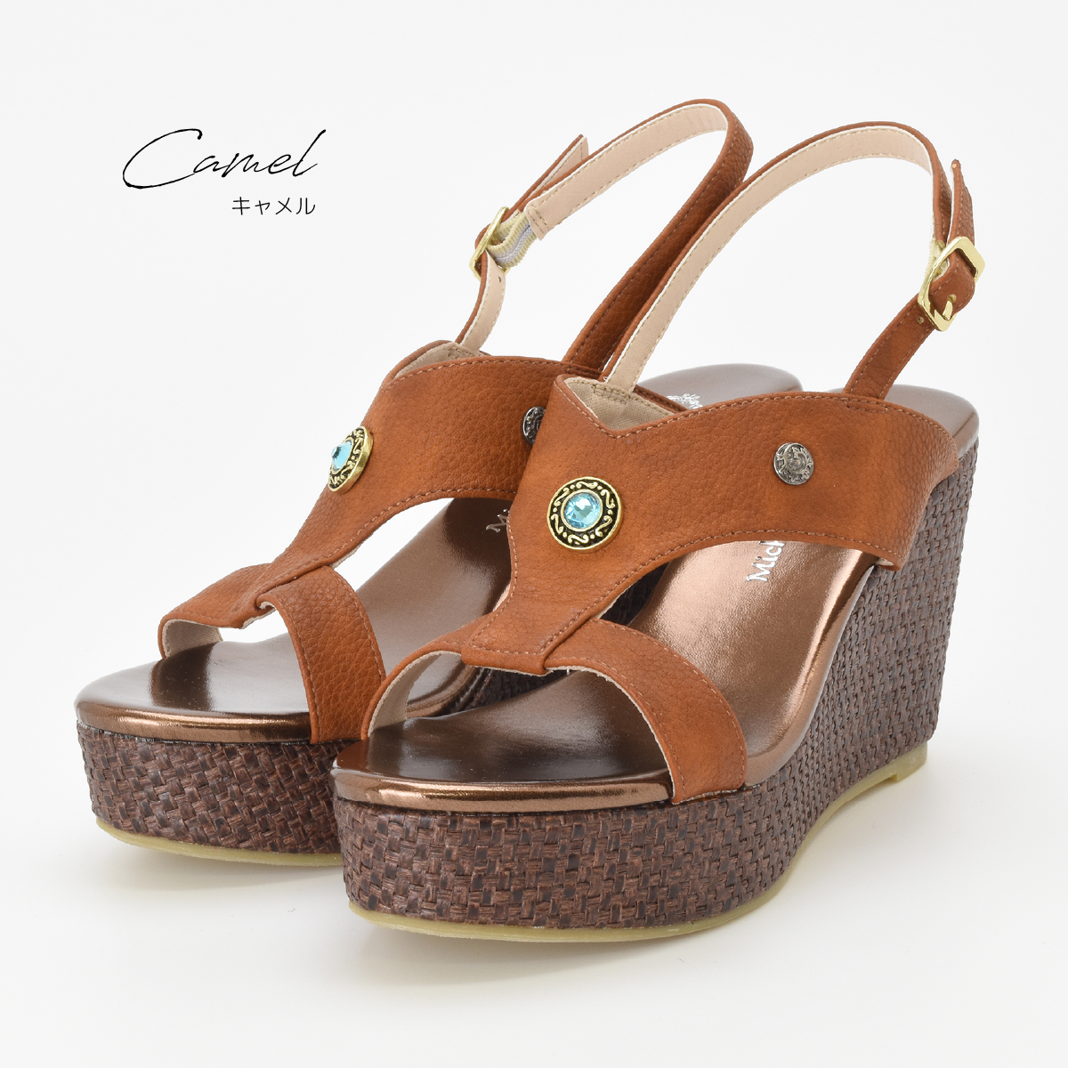 バックバンド サンダル 厚底 レディース 靴 歩きやすい おしゃれ ビジュー ウエッジヒール ウエッジサンダル ハイヒール オープントゥ #2155 |  | 02