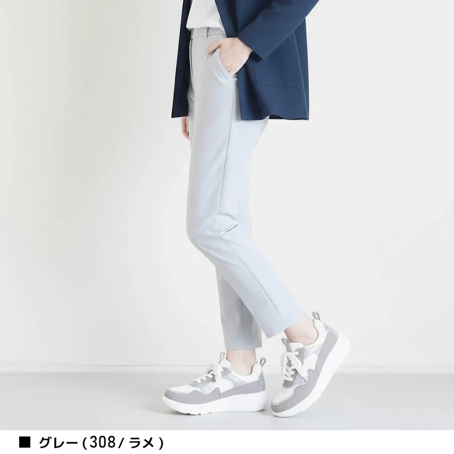 厚底 スニーカー 綺麗め スリッポン シンプル ストレッチ シューズ レースアップ ゆったり レディース 大人 軽量 キラキラ  #306 |  | 09