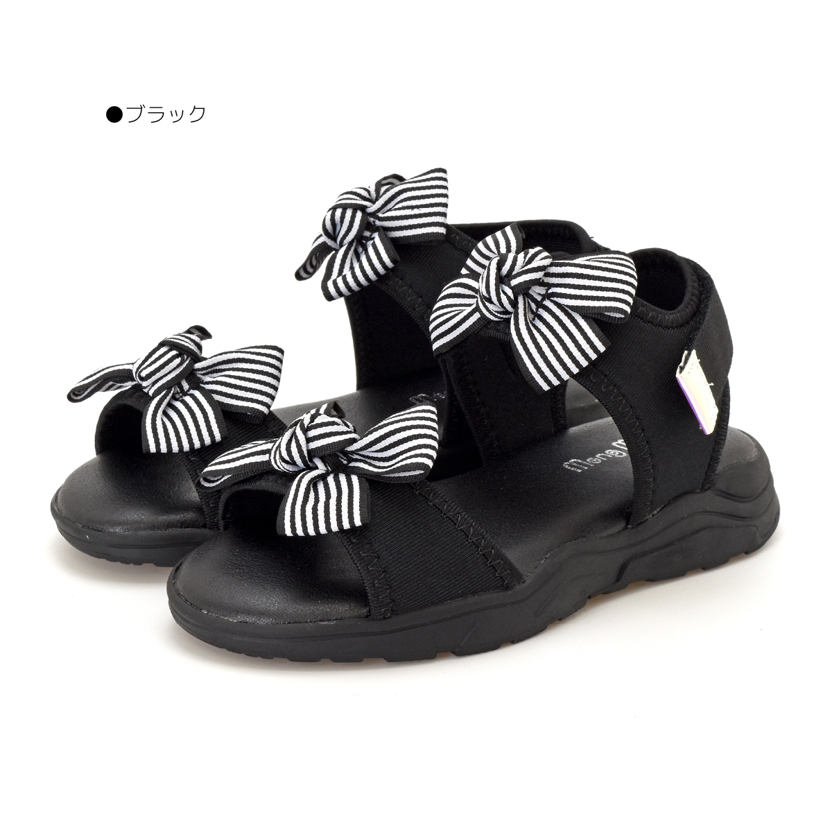 キッズ サンダル 女の子 靴 子供 女子 ジュニア リボン ウエッジソール 軽量 マジックテープ ローヒール 可愛い オシャレ 走れる 歩きやすい 痛くない #5127 |  | 01