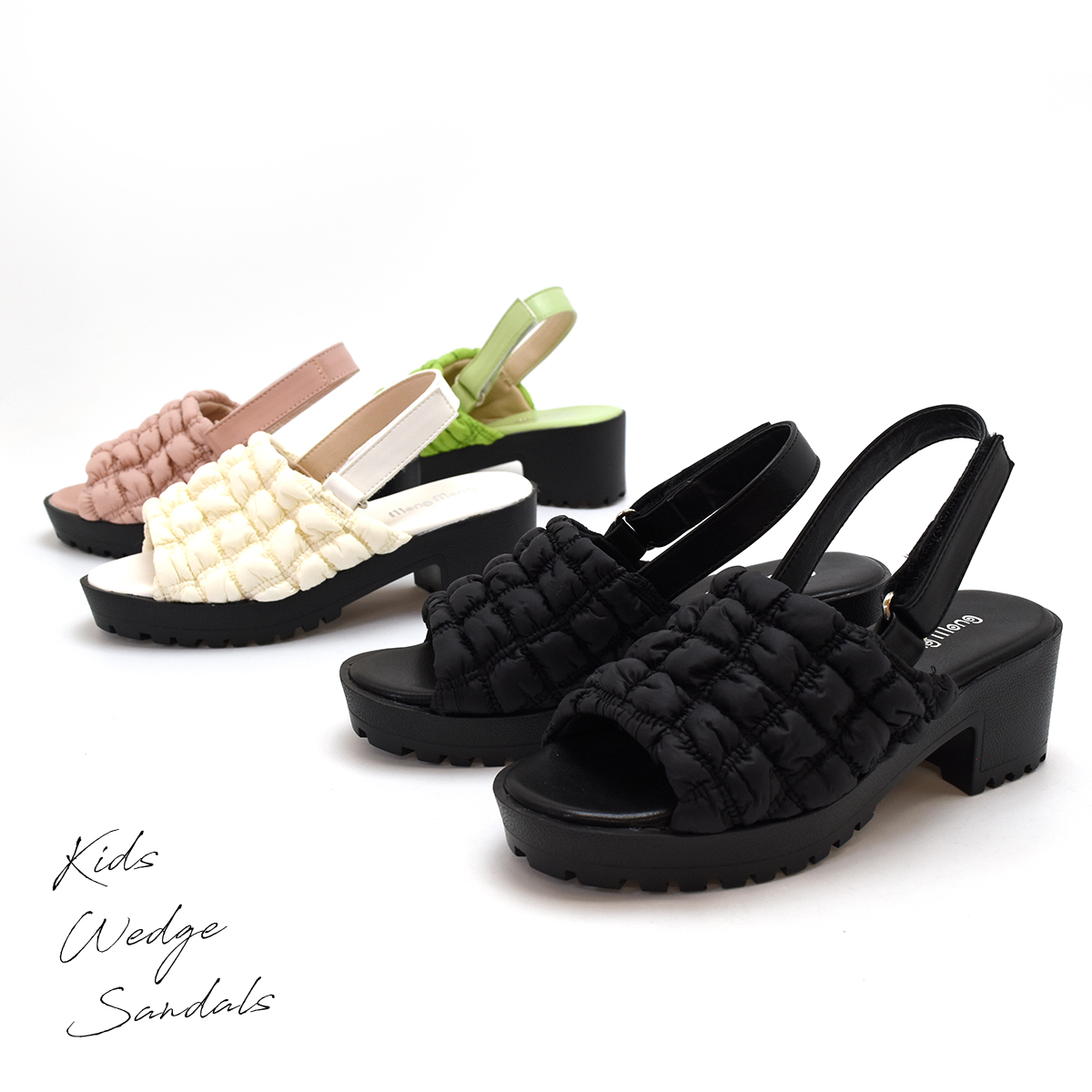 厚底 キッズ サンダル 女の子 子供 女子 ジュニア 軽量 マジックテープ ローヒール 可愛い オシャレ 走れる 歩きやすい 脱げにくい 痛くない 靴 #5140 |  | 12