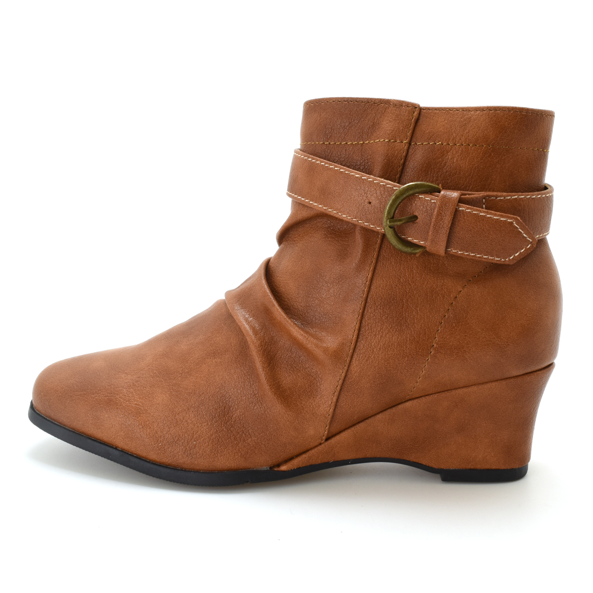 ショートブーツ ショート ブーツ レディース ウエッジ くしゅくしゅ 可愛い 歩きやすい 痛くない サイドジップ 5cm ヒール 黒 #6046 |  | 09