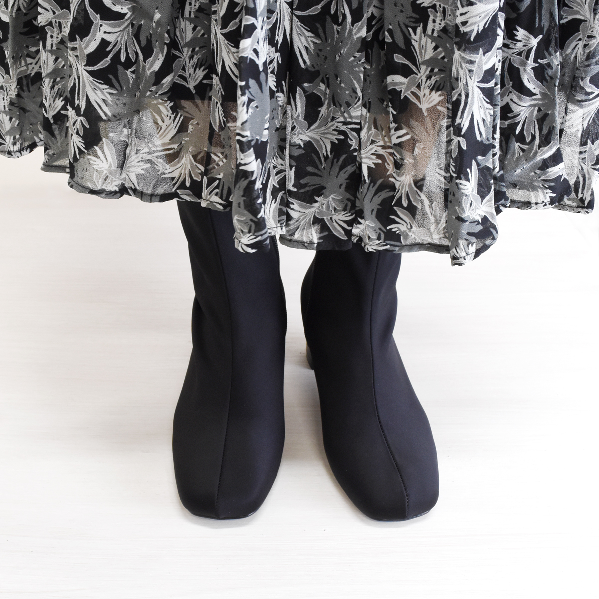 撥水 ストレッチ ショートブーツ レディース ブーツ 柔らかい 大きい サイズ 太ヒール 歩きやすい 痛くない  #6090 |  | 13