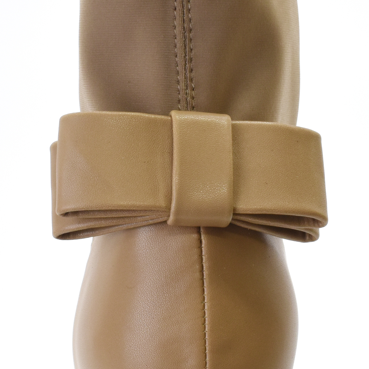 ショートブーツ ストレッチ ドッキング レディース アーモンドトゥ スティックヒール バックリボン 温かい 歩きやすい 痛くない  #6105 |  | 11