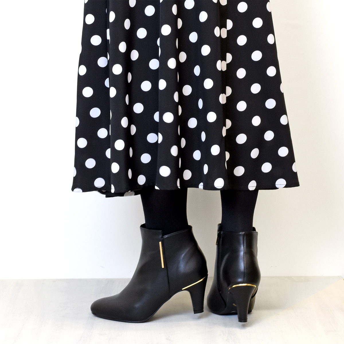 ショートブーツ 金環ヒール ブーティ キラキラ  アーモンドトゥ シンプル レディース ミドルヒール ハイヒール ファスナー 靴 #6108 |  | 06