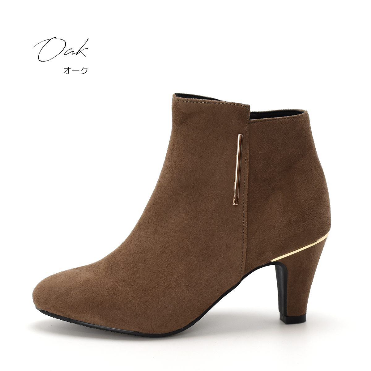 ショートブーツ 金環ヒール ブーティ キラキラ  アーモンドトゥ シンプル レディース ミドルヒール ハイヒール ファスナー 靴 #6108 |  | 03