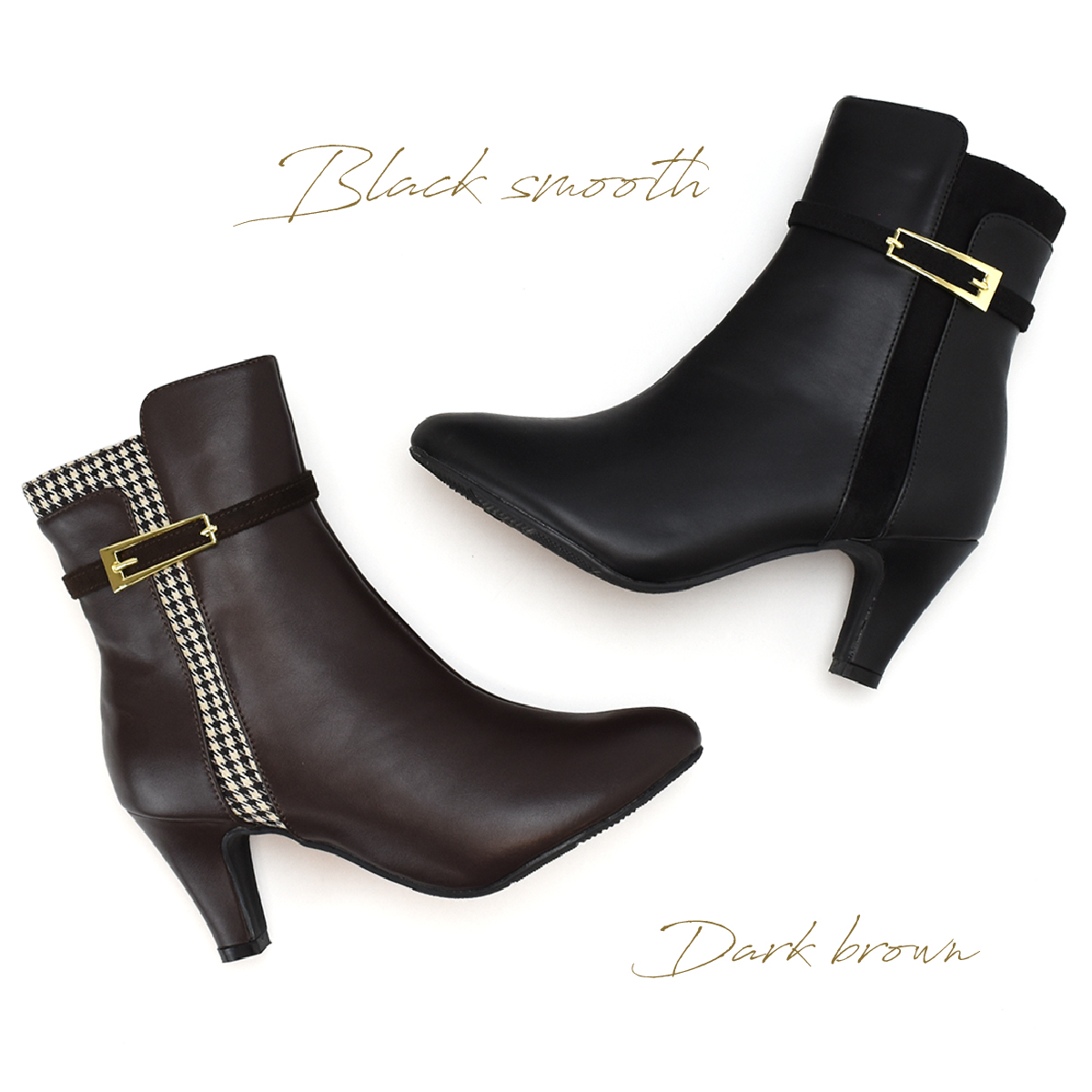 レディース ショート ブーツ ファスナー サイドジップ シンプル ベルト ヒール スエード 暖かい 歩きやすい 疲れない 痛くない 黒 ブラック #6110 |  | 13