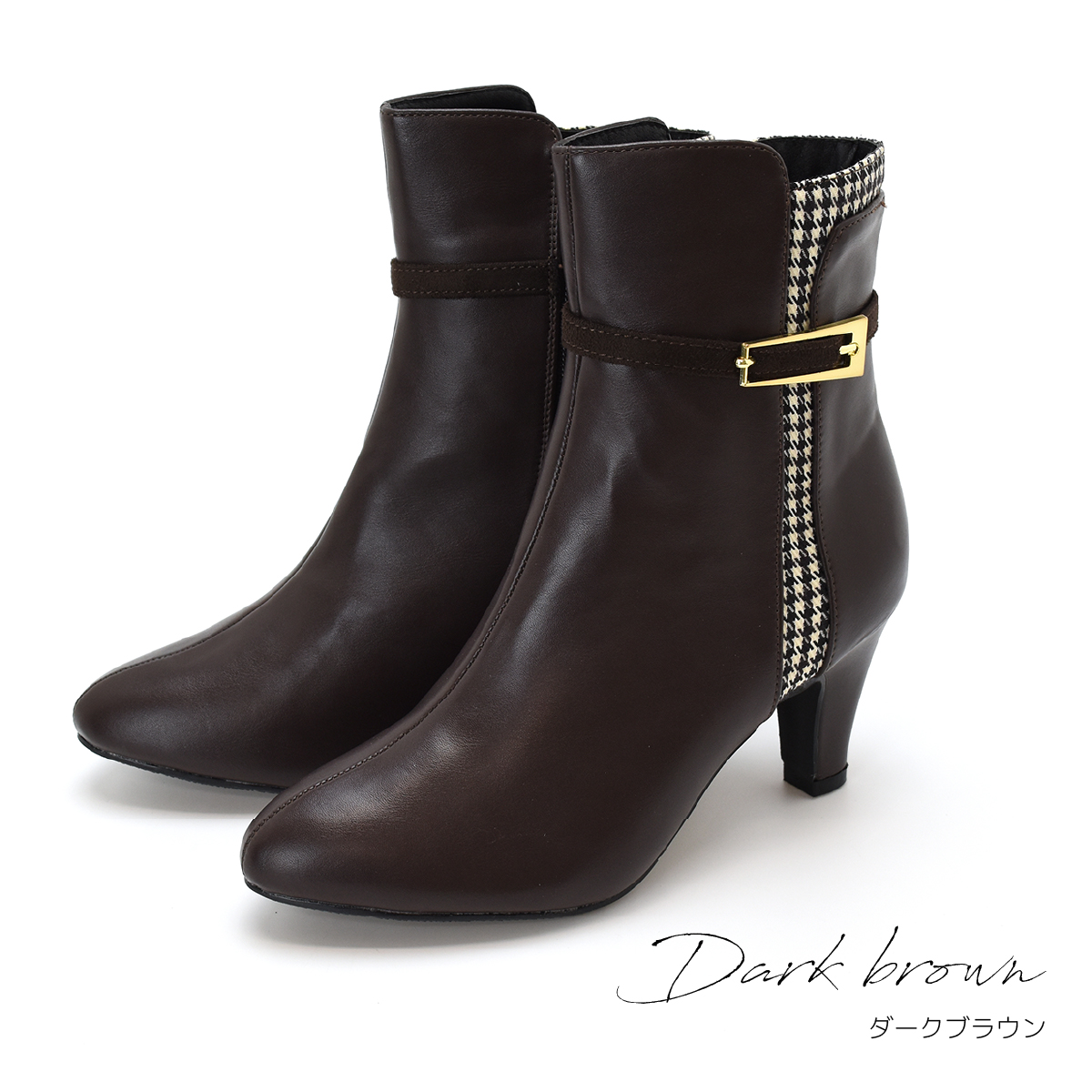 レディース ショート ブーツ ファスナー サイドジップ シンプル ベルト ヒール スエード 暖かい 歩きやすい 疲れない 痛くない 黒 ブラック #6110 |  | 05