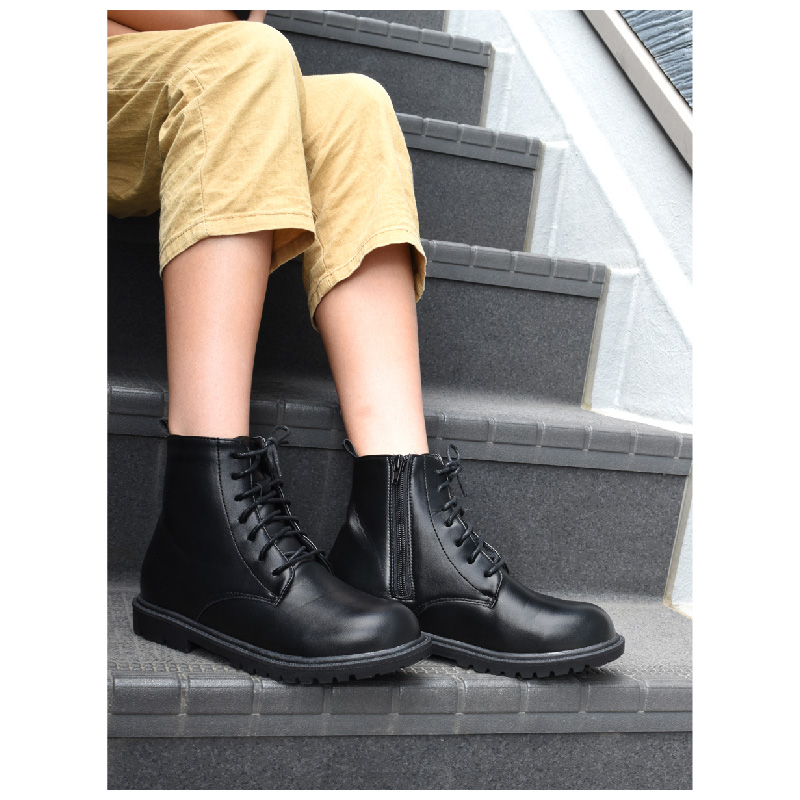 キッズ ショートブーツ レースアップ サイドジップ 袴ブーツ 女の子 男の子 男女兼用 ブラック ブラウン 靴 クリスマス プレゼント #6200 |  | 16