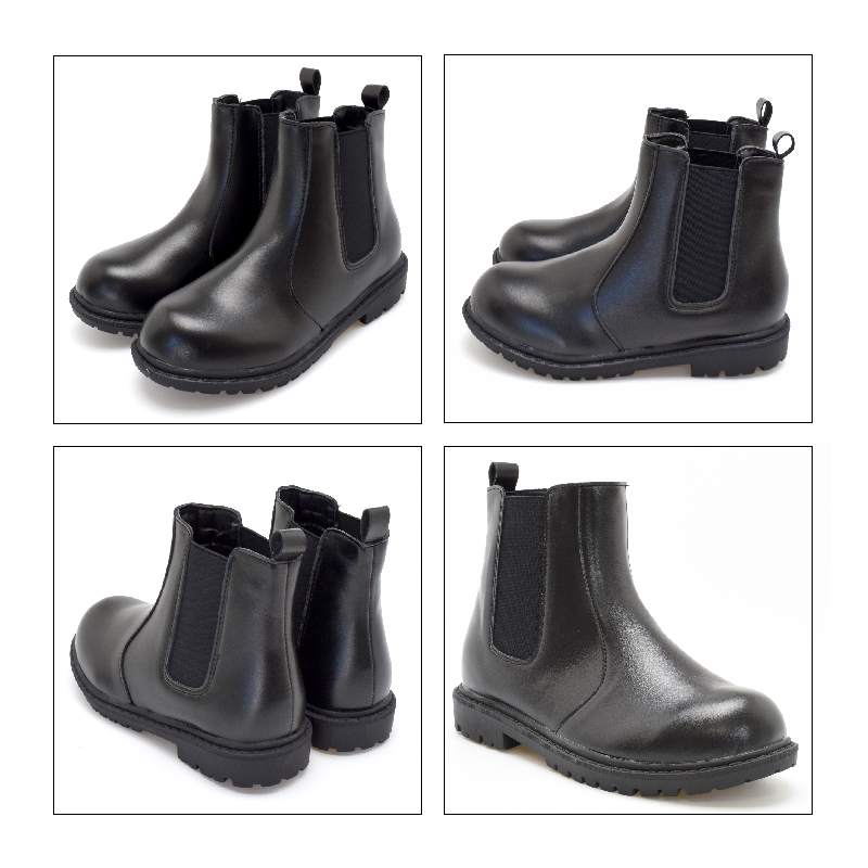 キッズ ショートブーツ サイドゴア 女の子 男の子 男女兼用 ブラック ブラウン アイボリー 靴 クリスマス プレゼント #6201 |  | 02