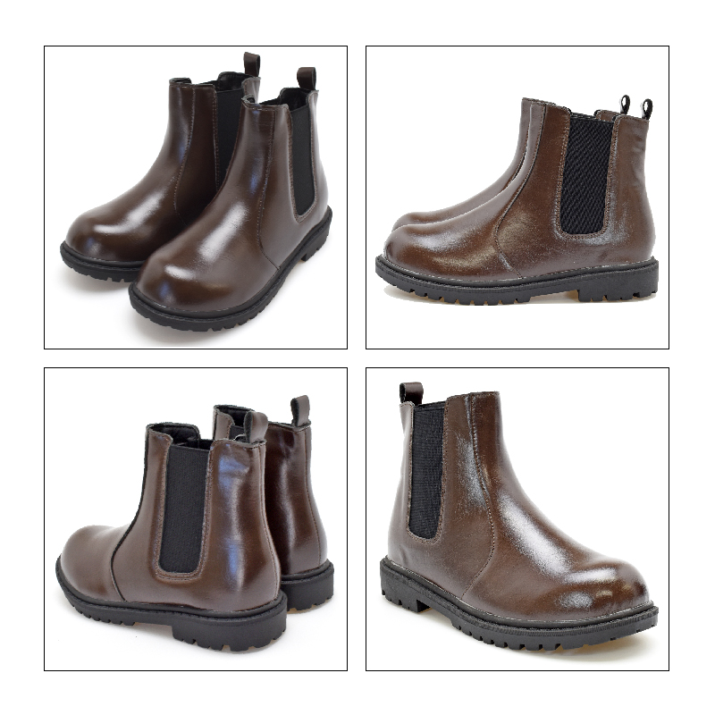 キッズ ショートブーツ サイドゴア 女の子 男の子 男女兼用 ブラック ブラウン アイボリー 靴 クリスマス プレゼント #6201 |  | 03