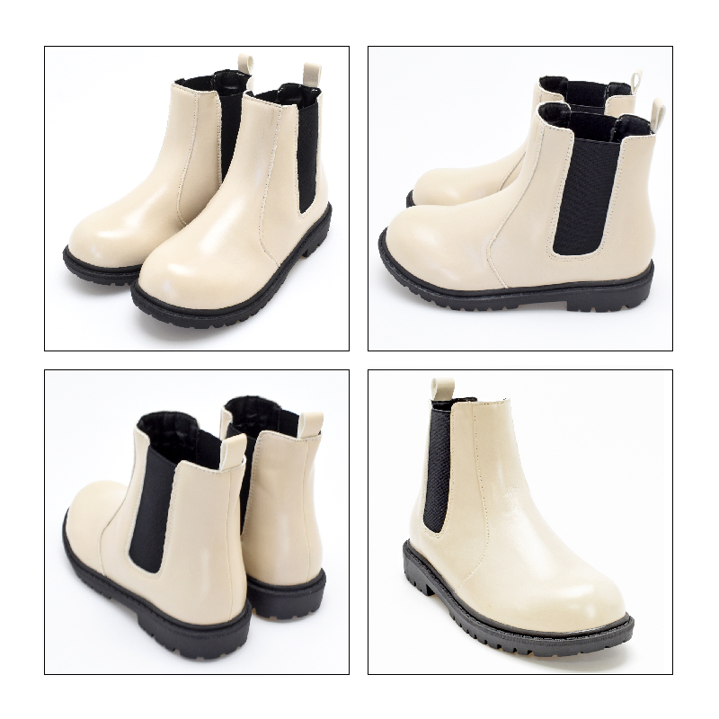 キッズ ショートブーツ サイドゴア 女の子 男の子 男女兼用 ブラック ブラウン アイボリー 靴 クリスマス プレゼント #6201 |  | 04