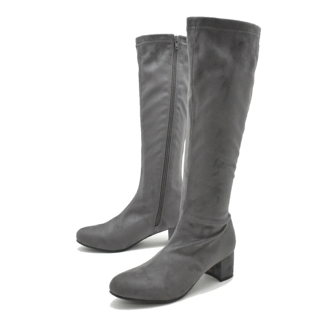 レディース ブーツ 5cmヒール ロング ストレッチ 太 ヒール 歩きやすい 痛くない 黒 ブラック 秋 冬 #6780 |  | 03