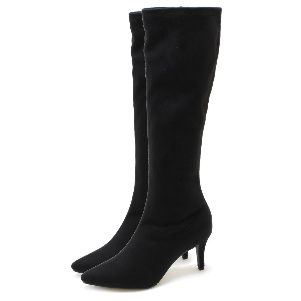 ストレッチ ピンヒール ロングブーツ レディース シンプル ポインテッドトゥ 大人 ブラック 黒 オーク アイボリー ベージュ ハイヒール #6786 |  | 02