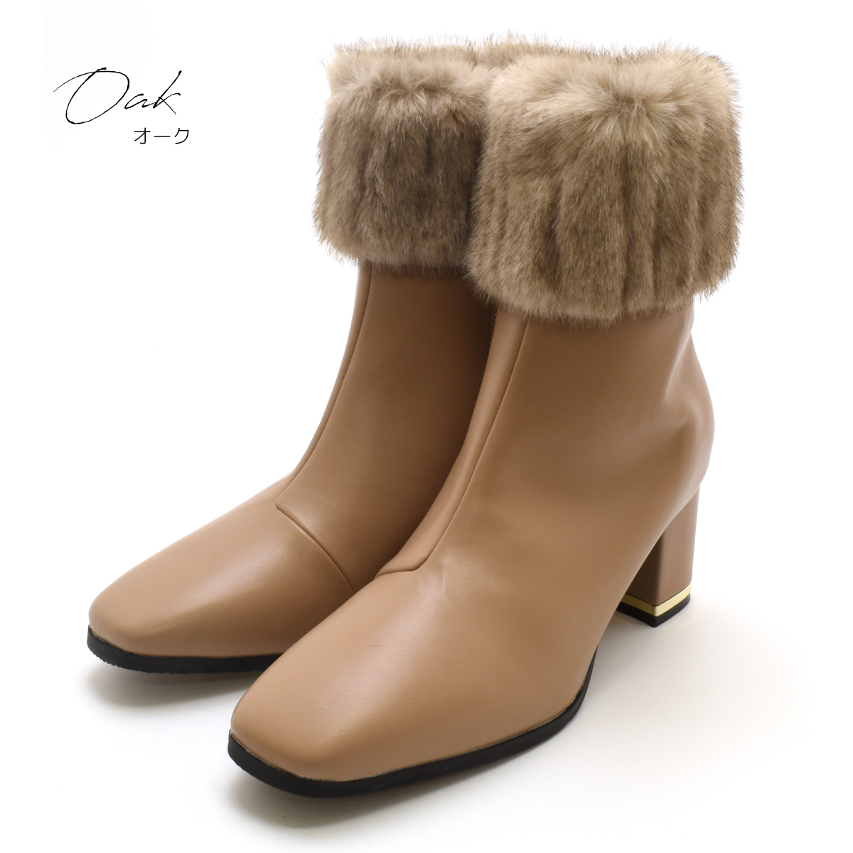 ファー付き ショートブーツ レディース 暖かい 防寒 ふわふわ スクエアトゥ ファスナー チャンキーヒール 太ヒール 歩きやすい 痛くない  #6787 |  | 03