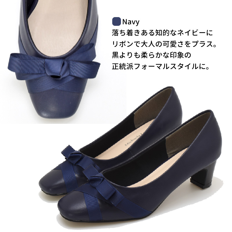 DIANA 濃紺 リボン 低ヒール　フラット　フォーマル　普段使い DIANA 濃紺 リボン 低ヒール フラット フォーマル 普段使い
