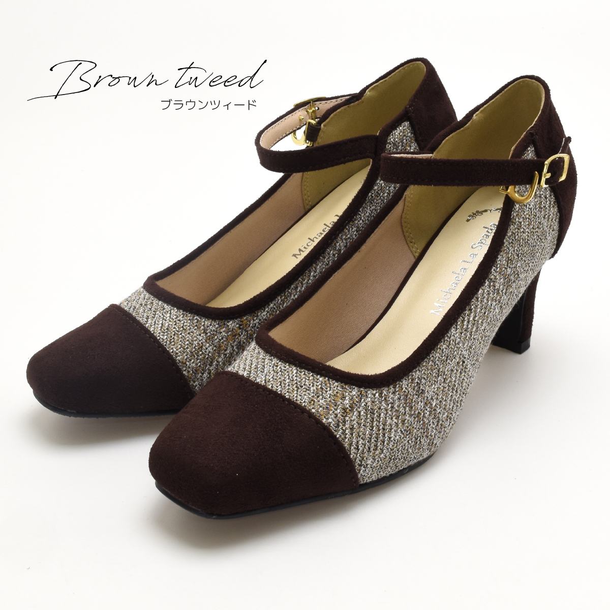 ストラップ パンプス シンプル スクエアトゥ バイカラー フォーマル カジュアル アンクルベルト 冠婚葬祭 レディース ハイヒール おしゃれ 靴 #7627 |  | 03