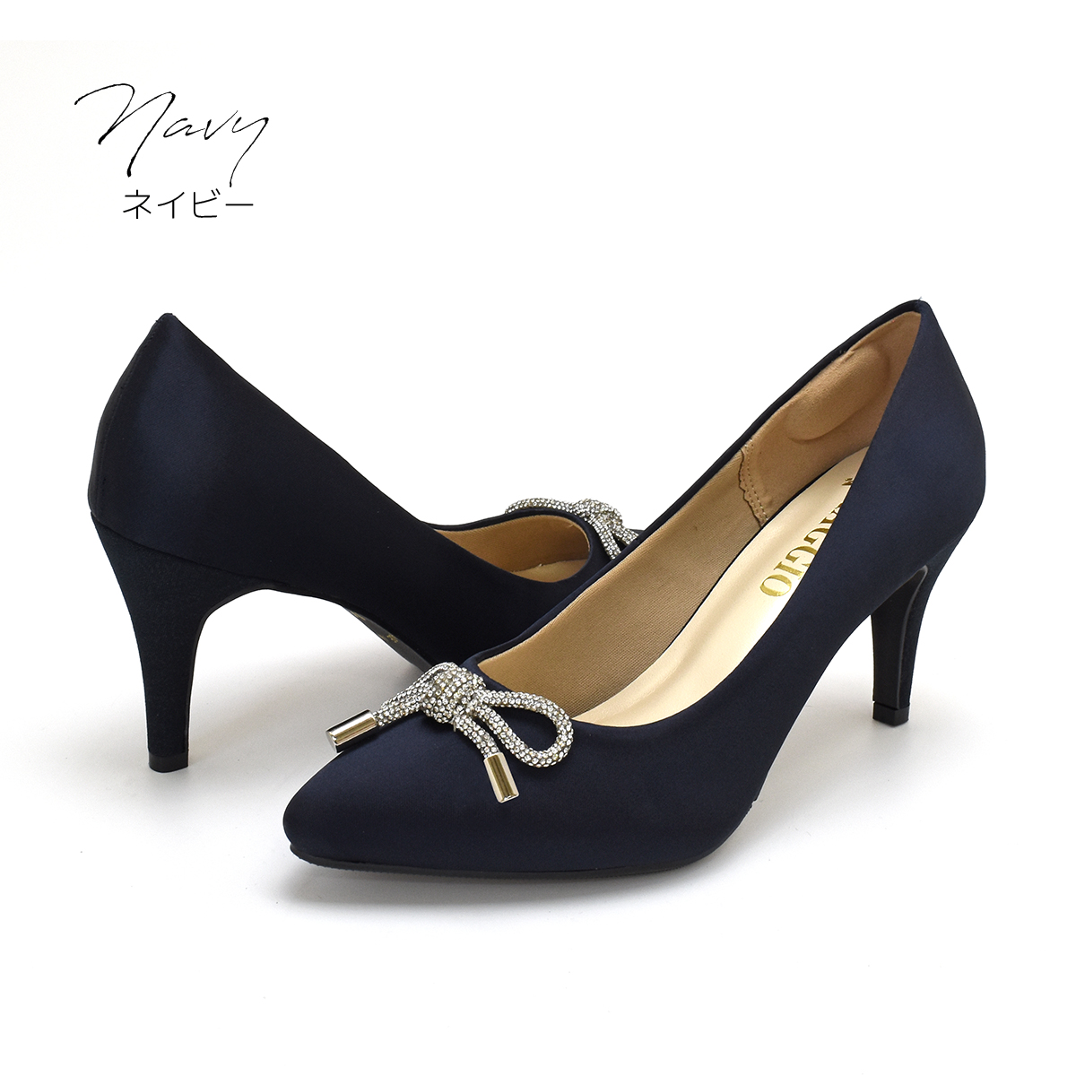 パンプス フォーマル リボン ハイヒール キラキラ レディース 低反発 黒 ブラック ラメ ポインテッド 9cmヒール 結婚式 パーティ オケージョン #8128 |  | 03