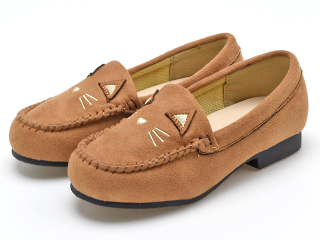 モカシン キッズ シューズ 猫 子ども ジュニア 女の子 プレゼント ぺたんこ 可愛い カジュアル ブラウン キャメル グレー ピンク ヒョウ柄 靴 #377 |  | 01