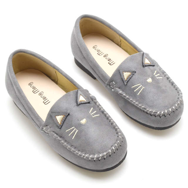 モカシン キッズ シューズ 猫 子ども ジュニア 女の子 プレゼント ぺたんこ 可愛い カジュアル ブラウン キャメル グレー ピンク ヒョウ柄 靴 #377 |  | 02