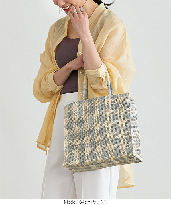 ♡２回のみ使用♡WOVEN チェック柄 かごバッグ ♡2回のみ使用♡WOVEN チェック柄 かごバッグ