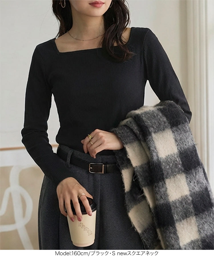 選べるタイプの細リブ長袖Tシャツ SMLXL C3655