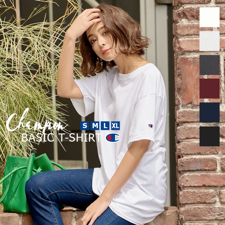 チャンピオン Tシャツ Champion 刺繍ロゴ入りベーシック半袖T