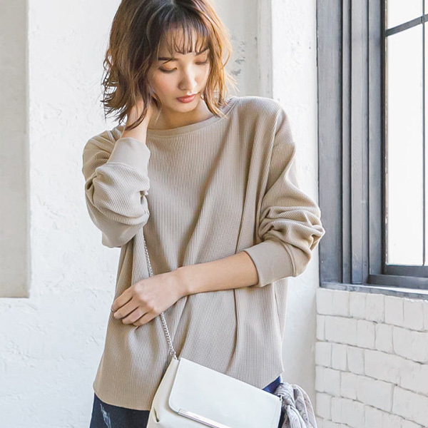 Biba 【 Ribbed Long Sleeve Top Women 】 ファッション レディースファッション トップス Tシャツ カットソー レディース REAL STYLE（ファッション） カットソー レディース 長袖 綿100