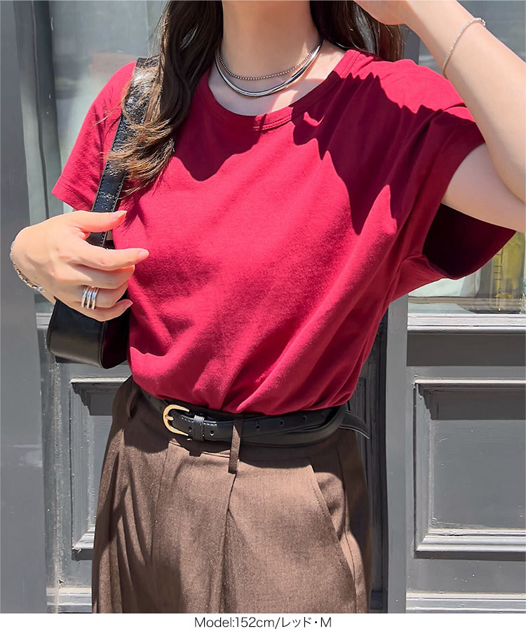 M 選べる2サイズコットン100 シンプルTシャツ トップス クルーネック インナー ベーシック 半袖 丸首 綿100 S C5106