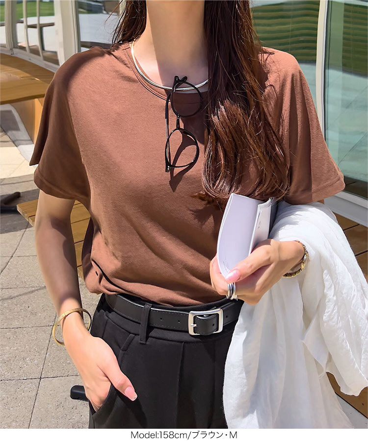 M 選べる2サイズコットン100 シンプルTシャツ トップス クルーネック インナー ベーシック 半袖 丸首 綿100 S C5106