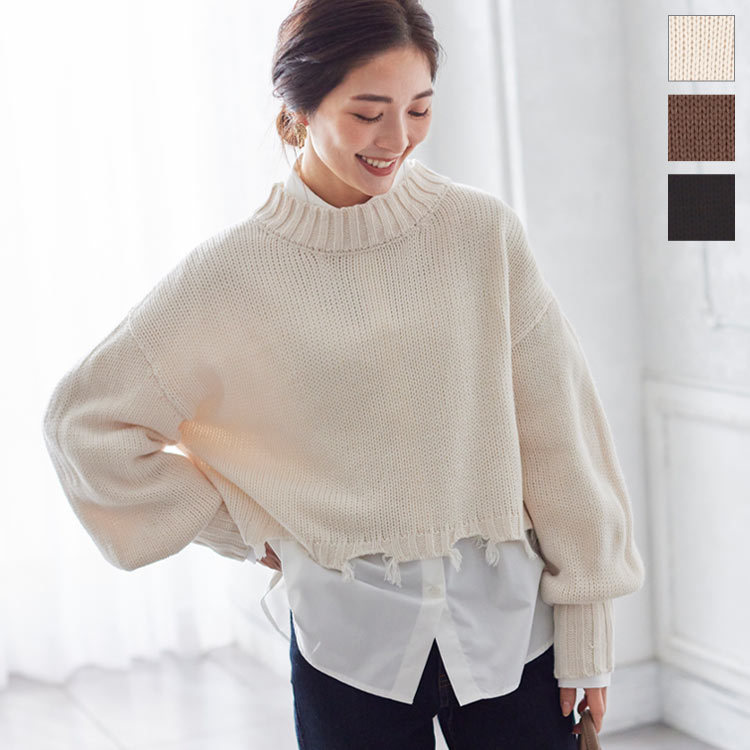 KOBE LETTUCE ニット トップス レディース 冬 ゆったり ダメージ