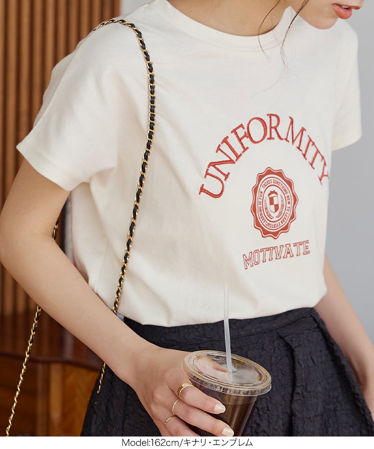 半袖 フレンチ刺繍T レディース ロゴ プリント ワンポイント コットン 綿 シンプル ゆったり カジュアル C6227
