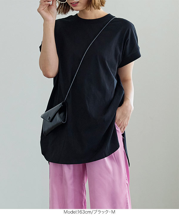 Tシャツ レディース 夏 トップス 半袖 ゆったり 体型カバー クルーネック チュニック フレンチスリーブ6299  :C6299:神戸レタスKOBELETTUCE 通販 