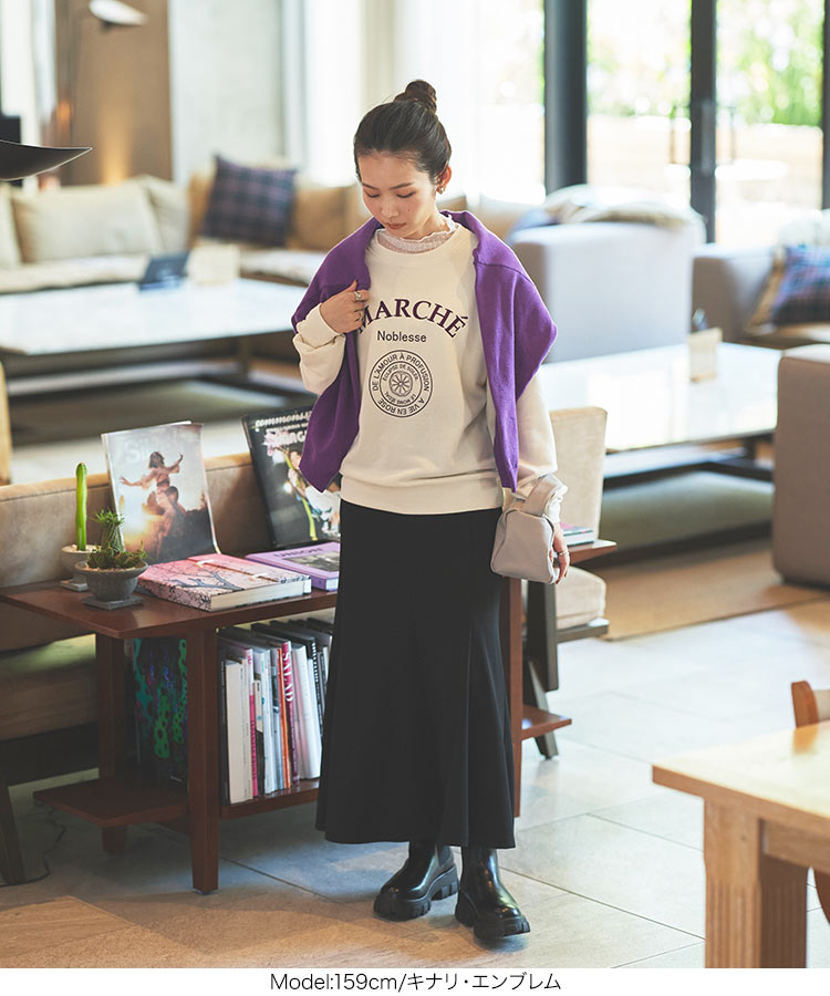 ボリュームスリーブ 選べるデザイン刺繍スウェットプルオーバー レディース トップス 刺繍 ロゴ スエット C6464