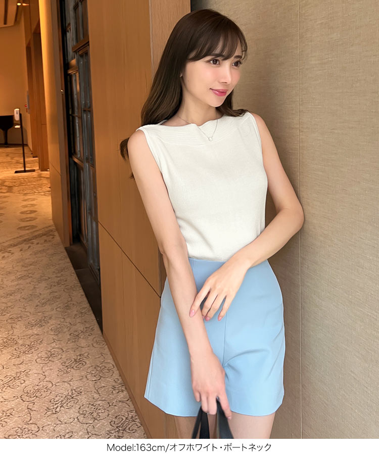 30代 岡部あゆみさんコラボ 選べる2タイプUVカットコットンレーヨンノースリーブニットトップス レディース 20代 C6757