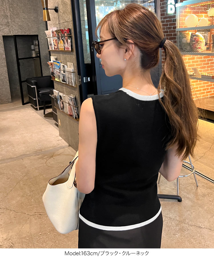 30代 岡部あゆみさんコラボ 選べる2タイプUVカットコットンレーヨンノースリーブニットトップス レディース 20代 C6757